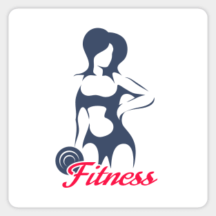 Fitness Emblem or Logo Design Athletic Woman Holding Weight Sticker